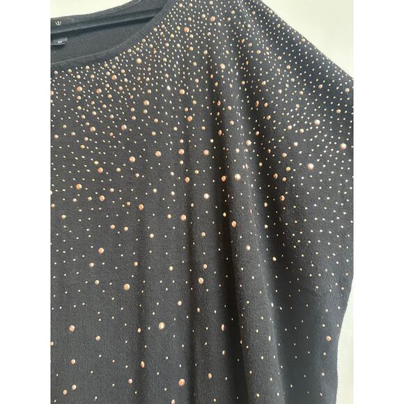 Worthington Black Long Sleeve Top with Rose Gold Stud Embellishments - Picture 7 of 7